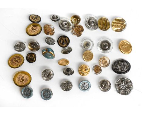 Collection of Circa 1940s Birmini Glass Buttons Including Designs by Lucie Rie comprising a pair of gold painted large button