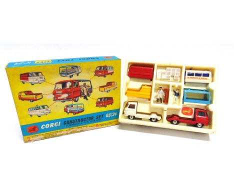 A CORGI GIFT SET NO.GS24, COMMER CONSTRUCTOR SET   red and white cab/chassis units, with red, white yellow and blue body vari