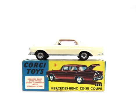 A CORGI NO.230, MERCEDES-BENZ 220SE COUPE  cream, excellent condition, boxed, the box good.