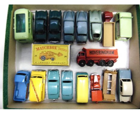 EIGHTEEN MATCHBOX 1-75 SERIES MODEL VEHICLES  comprising a No.24, Weatherhill Hydraulic Excavator, larger size, yellow, grey 