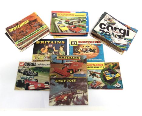 ASSORTED MODEL PRODUCT CATALOGUES & LEAFLETS  circa 1960s and later, by Dinky (13); Corgi (11); Matchbox (20); Britains (24);