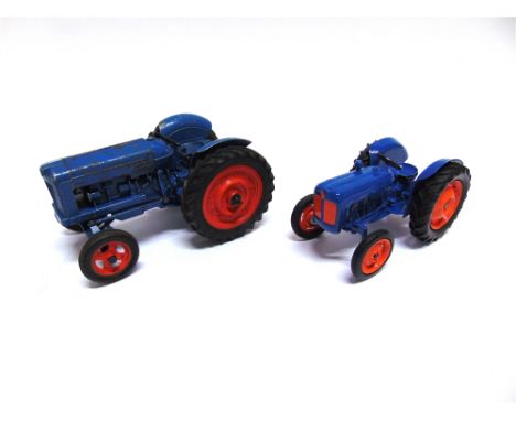 A CHAD VALLEY FORDSON MAJOR TRACTOR  mid blue with orange hubs and hinged engine covers, fair condition; and another Fordson 