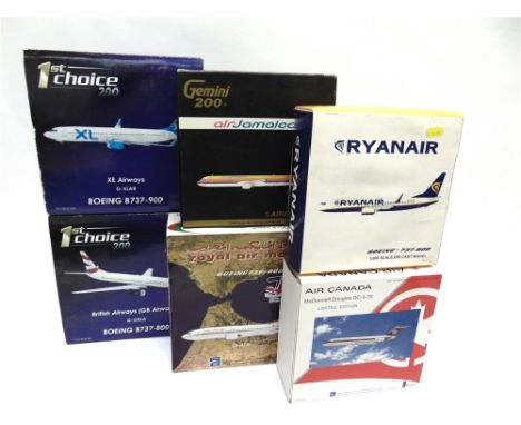 ELEVEN ASSORTED CIVIL AIRCRAFT MODELS  by Gemini, 1st Choice 200 and others, various scales with many 1/200, each boxed.