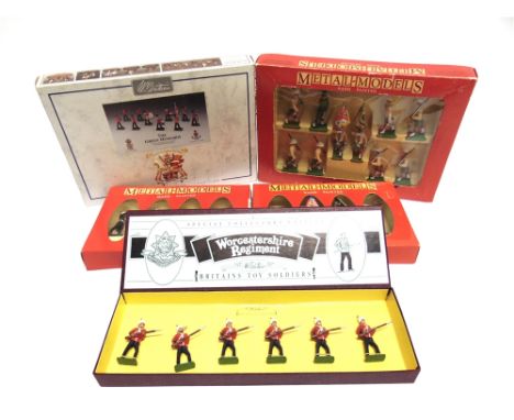 FIVE SETS OF BRITAINS MODEL SOLDIERS  comprising a No.5800, The Green Howards, ten pieces, boxed; No.8802, The Worcestershire