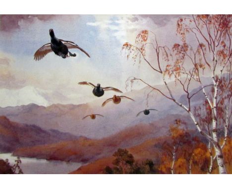 AFTER JOHN CYRIL HARRISON two coloured prints ‘Black Game in Flight’ and ‘Geese in Flight’ together with a further print afte