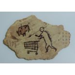 BANKSY, British (AR), Peckham Rock, print on wood. 12 x 15 cm.