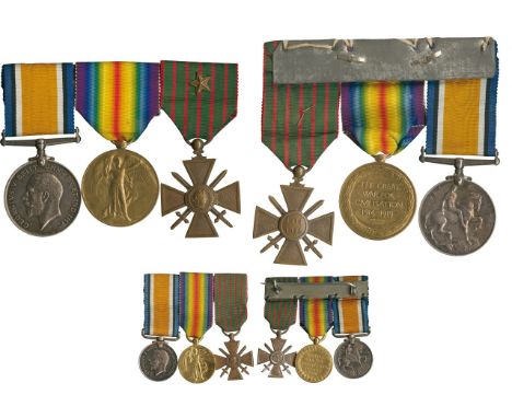 ORDERS, DECORATIONS AND MILITARY MEDALS, Campaign Groups and Pairs, A Scarce Great War ‘Croix de Guerre’ Group of 3 awarded t