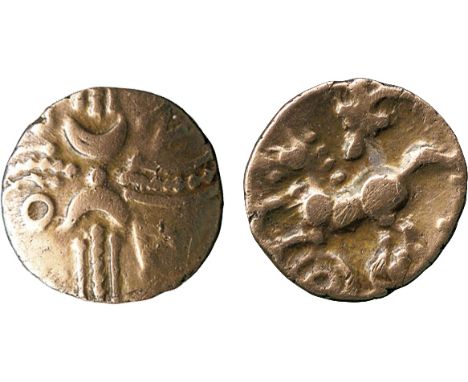ANCIENT COINS, ANCIENT BRITISH, Celtic Gold, Catuvellauni, Andoco (c.20-1 BC), Gold ¼-Stater, 1.32g, curved cruciform wreath 