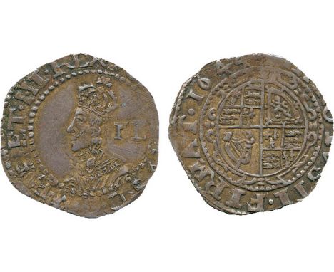 BRITISH COINS, Charles I, Silver Halfgroat, Exeter mint, 1644, crowned bust left, value behind in field, initial mark rose bo