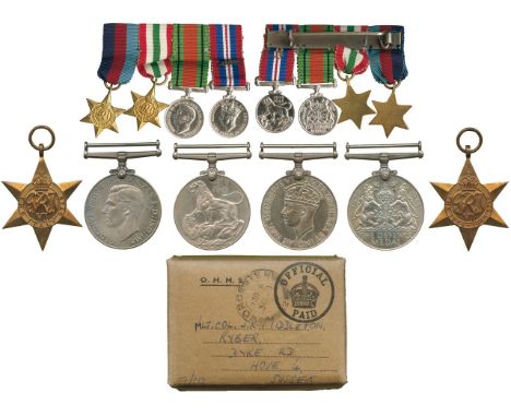 ORDERS, DECORATIONS AND MILITARY MEDALS, Campaign Groups and Pairs, A World War Two ‘MID’ Campaign Group of 4 awarded to Lieu