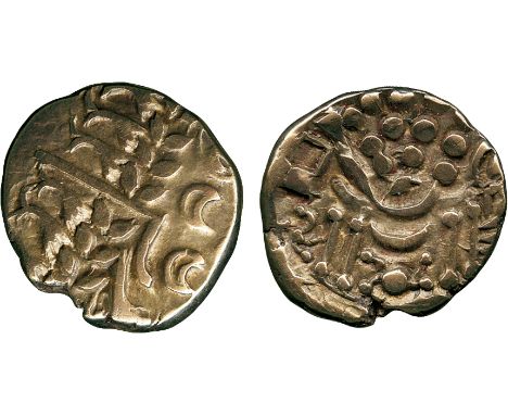 ANCIENT COINS, ANCIENT BRITISH, Celtic Gold, Belgae, Gold Stater, Chute type (British B), 6.05g, c.65-40 BC, devolved Apollo 