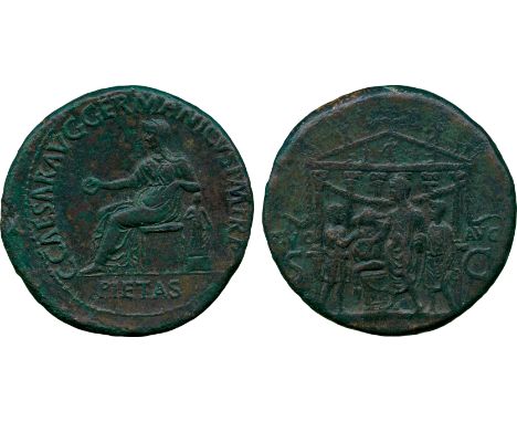 ANCIENT COINS, ROMAN COINS, Caligula (AD 37-41), Æ Sestertius, struck AD 37-8, C CAESAR AVG GERMANICVS P M TR P[OT] / PIETAS,