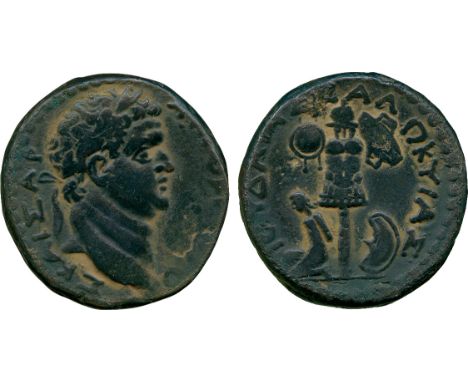 ANCIENT COINS, ROMAN COINS, Titus (AD 79-81), Æ 23mm, minted at Caesarea Maritima, Judaea Capta issue, laureate head facing r