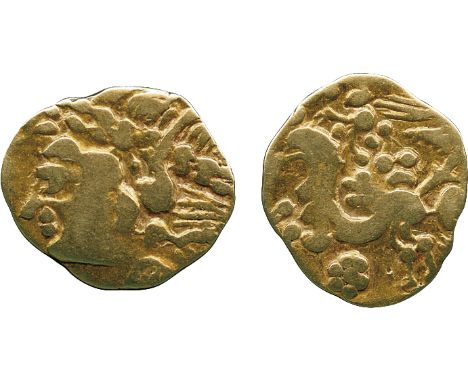 ANCIENT COINS, ANCIENT BRITISH, Celtic Gold, Gallo-Belgic import A, Bellovaci, Gold ¼-Stater, 1.79g, mid 2nd Century BC, broa