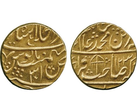 WORLD COINS, India, Mughal, Shah ‘Alam II (AH 1174-1221; 1759-1806 AD), or in his name, Gold Mohur, Dar al-Khilafat Shahjahan