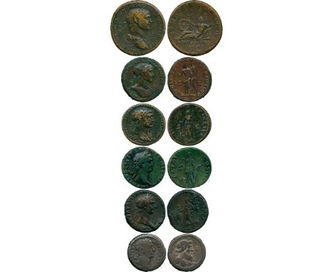 ANCIENT COINS, ROMAN COINS, Trajan (AD 98-117), Æ Sestertius, rev VIA TRAIANA; with Dupondii (2), Asses (2), and an Alexandri