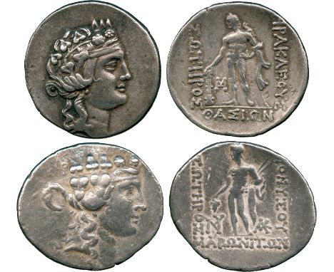 ANCIENT COINS, GREEK COINS, Thrace, Maroneia (c.146-45 BC), Silver Tetradrachm, head of young Dionysos facing right, wearing 