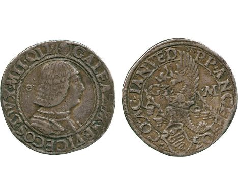 WORLD COINS, Italy, Milan, Galeazzo Maria Sforza, Silver Testone (Lira da 20 Soldi), undated, cuirassed bust of the duke righ