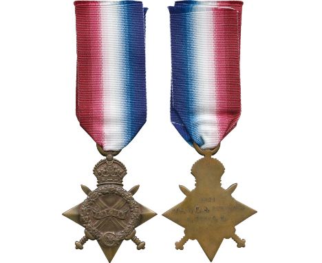 ORDERS, DECORATIONS AND MILITARY MEDALS, Single British Campaign Medals, 1914-15 Star June 1916 Officer Casualty awarded to 2