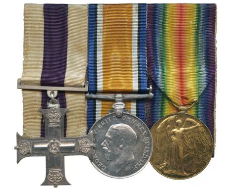 ORDERS, DECORATIONS AND MILITARY MEDALS, Campaign Groups and Pairs, A Great War “Night Attack” Military Cross Group of 3 awar