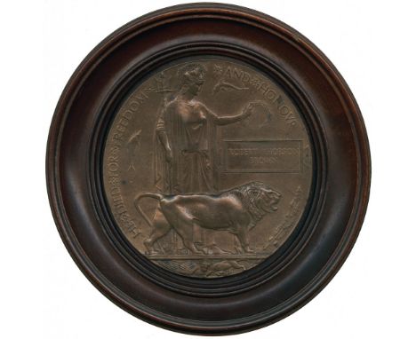 ORDERS, DECORATIONS AND MILITARY MEDALS, Miscellaneous, A Great War Memorial Plaque, awarded to (Robert Phorson Brown), in co