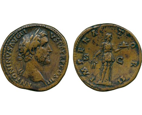 ANCIENT COINS, ROMAN COINS, Antoninus Pius (AD 138-161), Æ Sestertius, struck AD 143-4, ANTONINVS AVG PIVS P P TR P COS III, 