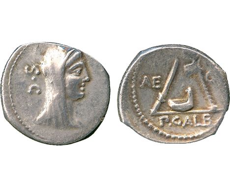 ANCIENT COINS, ROMAN COINS, P. Sulpicius Galba (69 BC), Silver Denarius, diademed and veiled head of Vesta facing right, S C 