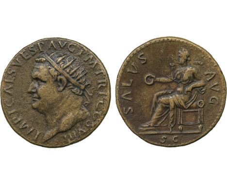 ANCIENT COINS, ROMAN COINS, Titus (AD 79-81), Æ Dupondius, struck AD 80-1, IMP T CAES VESP AVG P M TR P COS VIII, radiate hea