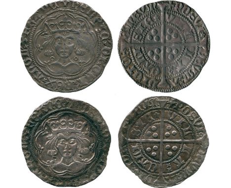 BRITISH COINS, Henry VI, first reign, Silver Groats (2), Calais, Annulet / Rosette mule, crowned facing bust, annulets by nec