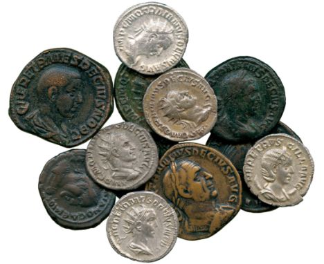 ANCIENT COINS, ROMAN COINS, Trajan Decius (AD 249-251), Silver Antoniniani (3), Æ Sestertius, Dupondii (2), As; and an Alexan