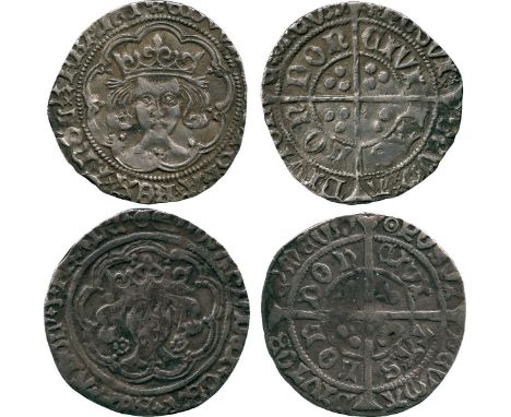 BRITISH COINS, Edward IV, second reign, Silver Groats (2), London, mm pellet in annulet, roses by neck, and mm pansy, rose on