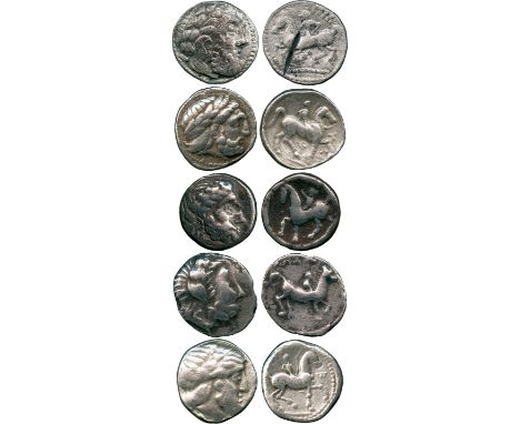 ANCIENT COINS, CONTINENTAL CELTIC COINS, Danubian District, Eastern Celts (3rd Century BC), Silver Tetradrachms (5), in imita