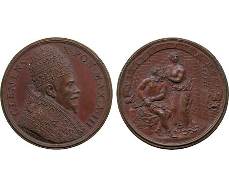 COMMEMORATIVE MEDALS, WORLD MEDALS, Italy, Papal Medals, Clement X (1670-1676), Copper Annual Medal, Year 4, 1673, by Giovann