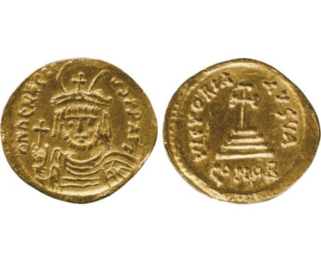 ANCIENT COINS, BYZANTINE COINS, Heraclius (AD 610-641), Gold Solidus, ON hERACLI-VS PP AVI, draped and cuirassed bust facing,