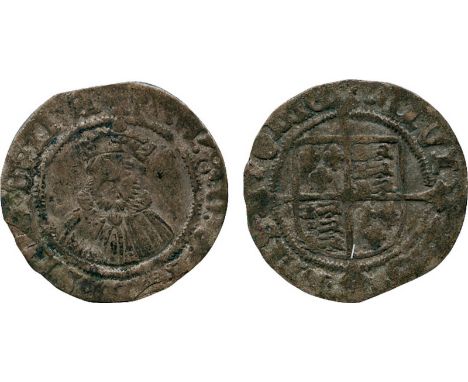 BRITISH COINS, Edward VI, coinage in the name of Henry VIII, Base Silver Halfgroat, Bristol, crowned and bearded facing bust 