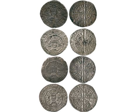 BRITISH COINS, Edward III, Silver Groats (4), Pre-Treaty period (1351-1361), London, mintmarks Cross, Lis on breast, Crown, a