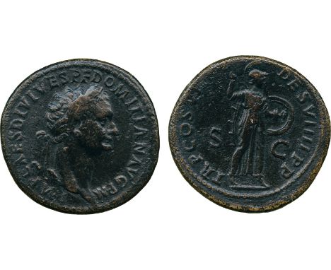 ANCIENT COINS, ROMAN COINS, Domitian (AD 81-96), Æ Sestertius, struck AD 82, IMP CAES DIVI VESP F DOMITIAN AVG P M, laureate 