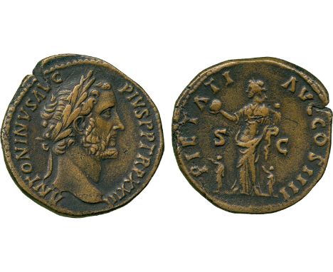 ANCIENT COINS, ROMAN COINS, Antoninus Pius (AD 138-161), Æ Sestertius, struck AD 159-60, ANTONINVS AVG PIVS P P TR P XXIII, l