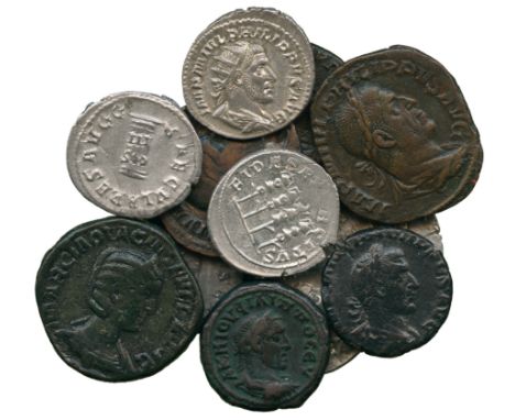 ANCIENT COINS, ROMAN COINS, Philip I (AD 244-249), Silver Anotniniani (3), rev include Liberalitas, rev standards, rev cippus