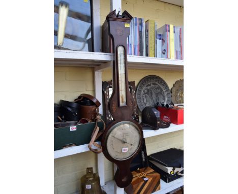 An early 19th century mahogany and inlaid two dial wheel barometer, by G Galimberti, Southampton. 