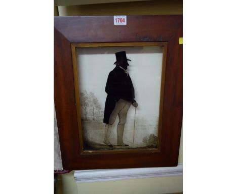 English School, an unusual early 19th century reverse glass painted portrait silhouette, 30 x 23cm. 