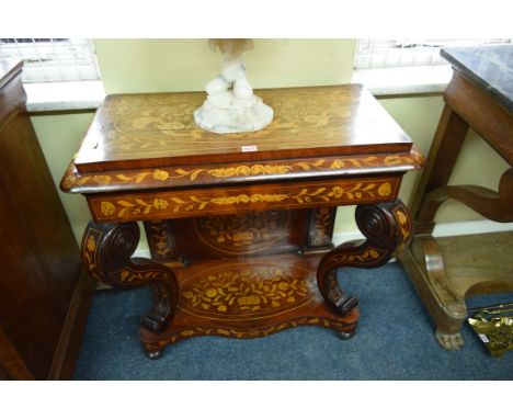 A 19th century Dutch walnut and marquetry console table, 81cm wide; together with a similar mirror, 90.5cm high x 78.5cm wide