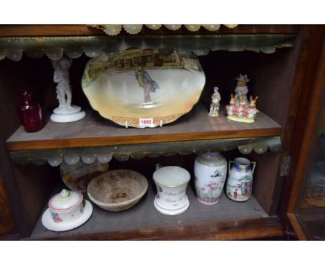 A mixed lot of ceramics, to include: a Royal Doulton Dickensware oval dish; Poole pottery; a Victorian floral painted christe