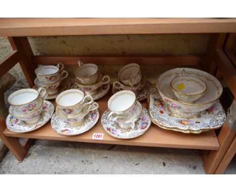 An early Victorian porcelain part tea service, possibly Coalport.  Condition Report: Whilst there are no chips seen, several 