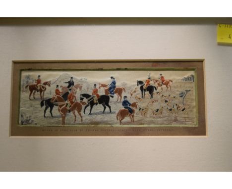A pair of fox hunting stevengraphs, 5 x 15cm. 
