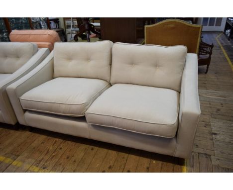 A 'Sofas & Stuff' Paddington large sofa, upholstered in oatmeal linen, 177cm wide; together with a matching armchair. 