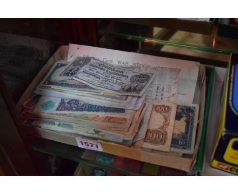 A small quantity of foreign bank notes and share certificates.