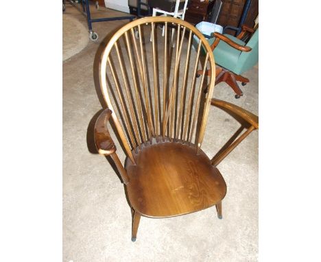 Ercol stick back armchair ( only seat pad cushion which needs reupholstering back one missing )