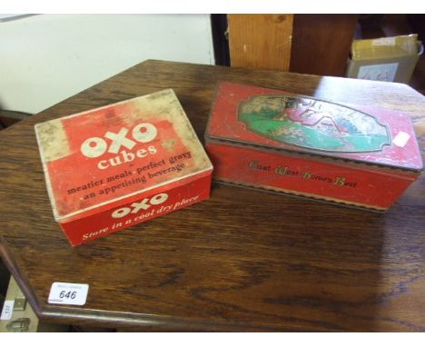 Vintage C W S East West Homes Best Tin &amp; Vintage OXO Tin ( unusual because its made of aluminium and not steel )