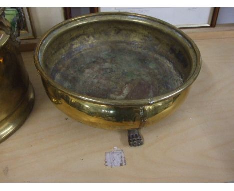 3 Brass Planters &amp; Cherub Candlestick